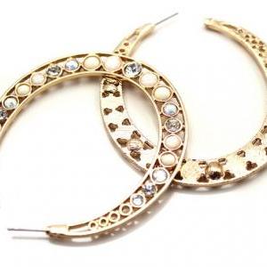 Big Hoop Earrings Vintage Jewelry Sparkling..