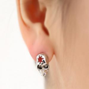 Silver Studs Earrings Amazing Skull Cut Out Design..