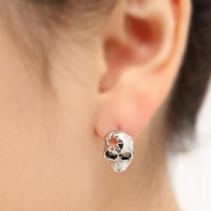 Silver Studs Earrings Amazing Skull Cut Out Design..