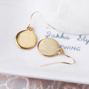 Gold Earrings Women Simple Coin Shape Lettering..