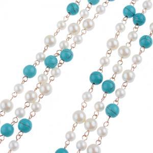 Fashion 3 Layers Necklace Jewelry White Pearl With..