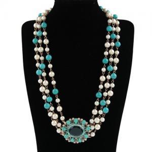 Fashion 3 Layers Necklace Jewelry White Pearl With..