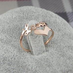 14k Rose Gold Ladies Ring Titanium Steel Romantic..