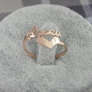 14k Rose Gold Ladies Ring Titanium Steel Romantic..