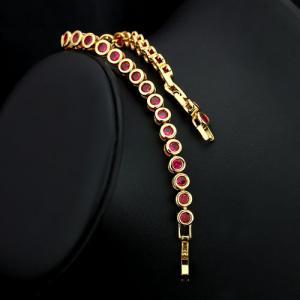 Luxurious 18kgp Red Cubic Zirconia Lady Bracelet