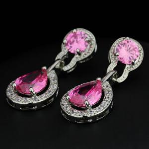 Luxurious 18kgp Pink Cubic Zirconia Lady Earrings