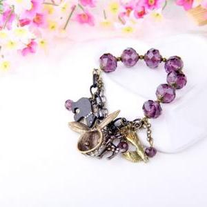 Fashion Purple Color Rhinestone Bracelet ,full..
