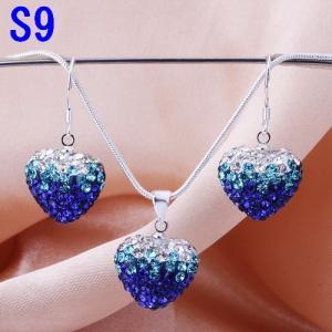 Fashion Heart Earrings Necklace Shamballa Set 925..