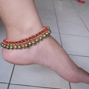Handmade Bracelet Anklet Gold Brass Beads Bells..