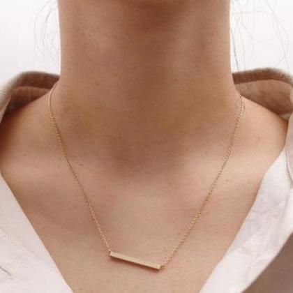 Strip Necklace 18k Gold Silver Square Bar Necklace