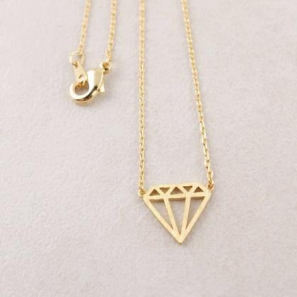 Flat Triangle Shaped Necklace In Gold And Silver..