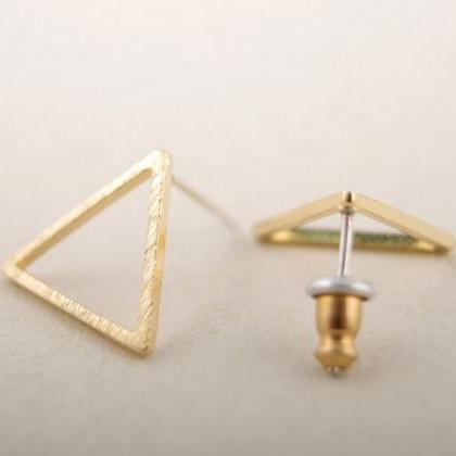 Gold Silver Pink Gold Hollow Triangle Studs..