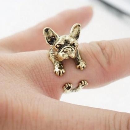 French Bulldog Ring, Adjustable Ring, Animal Ring,..