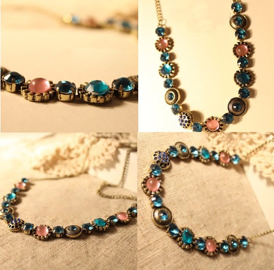 Diamante Elegant Short Chain Necklace Bohemia Style Colorful