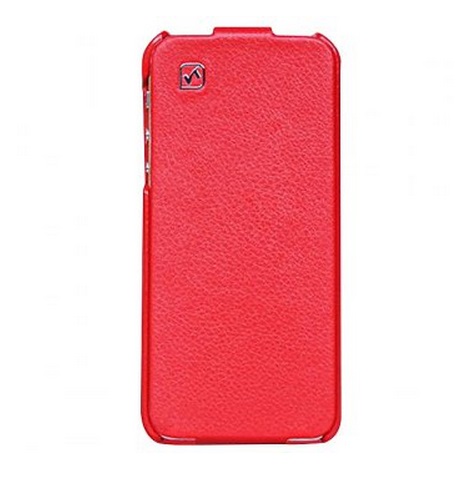 Iphone 5 Real Leather Case Cool Hoco Simple Flip Style Vertical Cover (red)