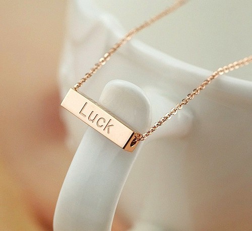 14k Rose Gold Plated Titanium Wishing Lettering Pendant Necklace
