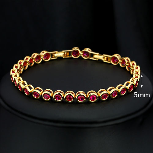 Luxurious 18kgp Red Cubic Zirconia Lady Bracelet