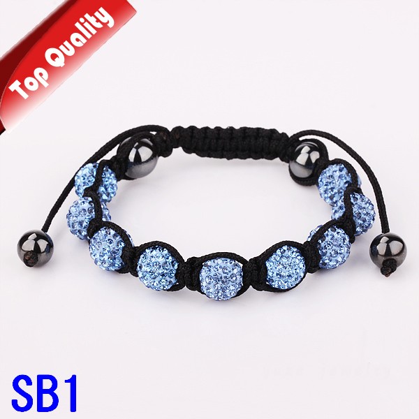 Fashion Bracelets 10mm Crystal Ball Shambala Jewelry Arrivel Mix Colors