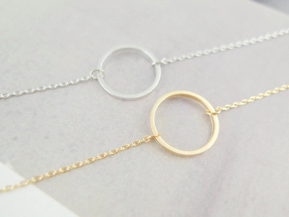 Gold And Silver Jewelry Simple Figure Forever Circle Pendant Necklace For Women