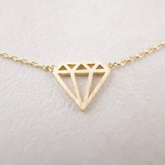 Flat Triangle Shaped Necklace In Gold And Silver Pendant Necklace