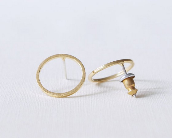 Open Circle Earrings, Karma Studs, Round Circle Post Earrings In Gold, Silver Or Rose Gold